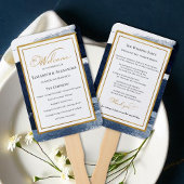 Ceremonie programma's | Navy Blue Bruiloft Abstrac Handwaaier