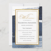 Ceremonie programma's | Navy Blue Bruiloft Abstrac Kaart (Voorkant)