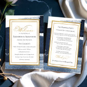 Ceremonie programma's | Navy Blue Bruiloft Abstrac Kaart