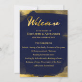 Ceremonie programma's | Navy Blue Bruiloft Abstrac Kaart (Voorkant)