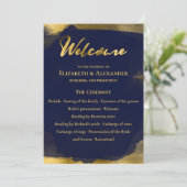 Ceremonie programma's | Navy Blue Bruiloft Abstrac Kaart (Staand voorkant)