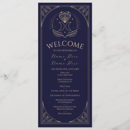 Ceremonie Trouwfeest Kaarten Tarot Programma Sterr (Voorkant)