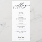 Ceremonie van de Black and White Signature Wedding Programmakaart (Achterkant)