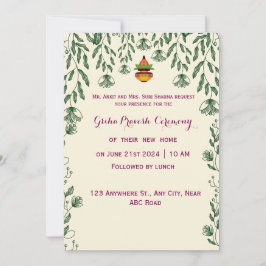 ceremonie van Griha Pravesh Kaart