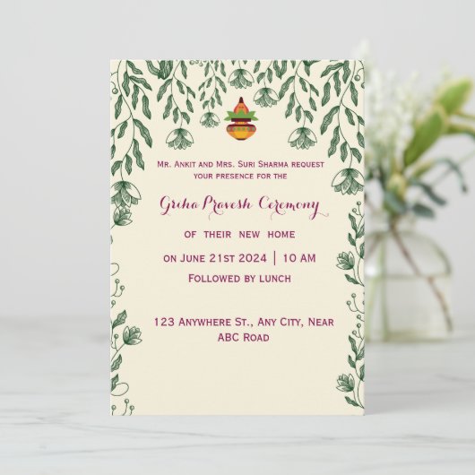 ceremonie van Griha Pravesh Kaart (Staand voorkant)