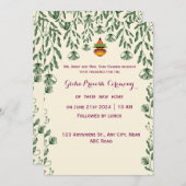 ceremonie van Griha Pravesh Kaart (Voorkant / Achterkant)