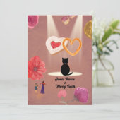 Ceremonie voor de bruiloft van de Love Black Cat R Kaart (Staand voorkant)