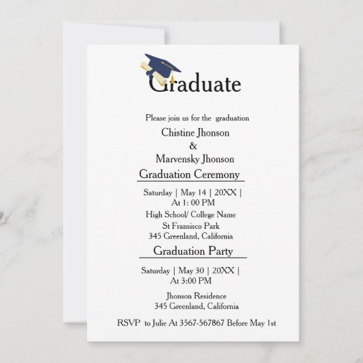 ceremonieklasse van afstuderen van siblings van 20 aankondiging (Voorkant)