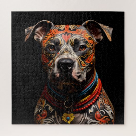 Ceremoniële Staffordshire Bull Terrier krijger Legpuzzel (Verticaal)
