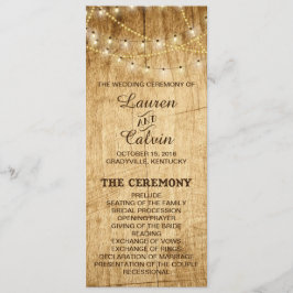 Ceremonieprogramma voor landbruiloft met licht programmakaart