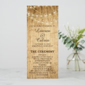 Ceremonieprogramma voor landbruiloft met licht programmakaart (Staand voorkant)