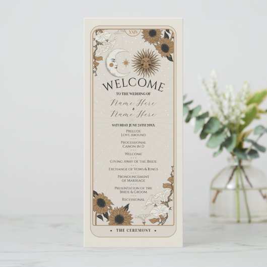 Ceremony Bruiloft Party Kaarten Tarot Welkomstmenu (Staand voorkant)