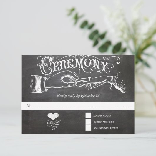 Ceremony Chalkboard Response Kaart (Staand voorkant)