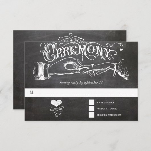 Ceremony Chalkboard Response Kaart (Voorkant / Achterkant)