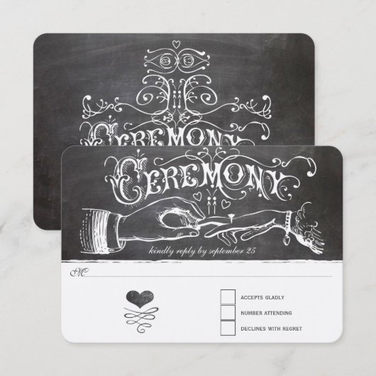 Ceremony Chalkboard Response Kaart (Voorkant / Achterkant)