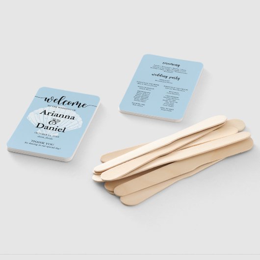 Ceremony Program Hand Fan Beach Seashell Handwaaier (Niet-gemonteerd)