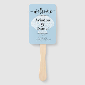 Ceremony Program Hand Fan Beach Seashell Handwaaier