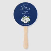 Ceremony Program Wedding | Navy Blue White Floral Handwaaier (Voorkant)