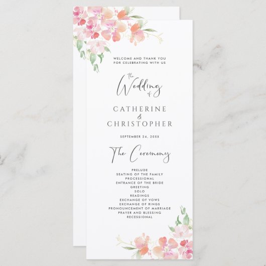 Ceremony Program Wedding | Roze en koraalmeel (Voorkant / Achterkant)