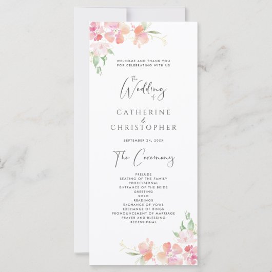 Ceremony Program Wedding | Roze en koraalmeel (Voorkant)