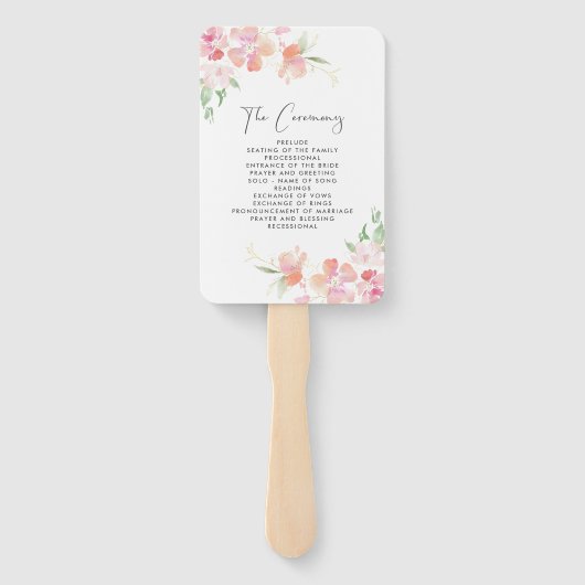 Ceremony Program Wedding | Roze en koraalmeel Handwaaier (Achterkant)