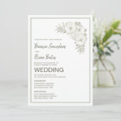 Ceremony Reception  Embossed Floral Wedding Kaart (Staand voorkant)