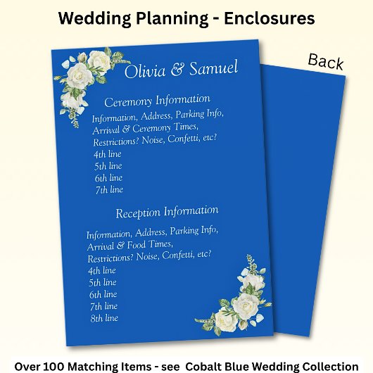 Ceremony & Reception Venues info -Cobalt Blue Informatiekaartje