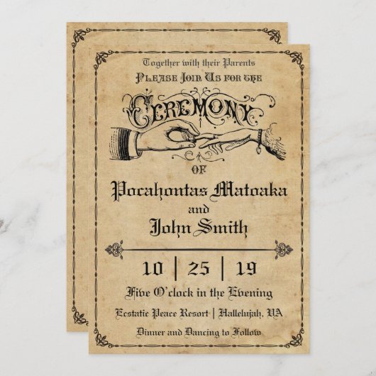 Ceremony Rustic Vintage Wedding Uitnodiging (Voorkant / Achterkant)