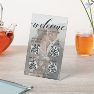 Ceremony&Seitting Chart&Bar Menu QR-Code Foto Reclamebord Met Voetstuk
