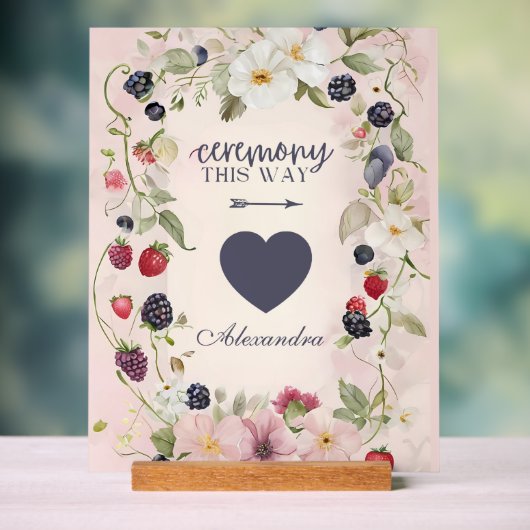 Ceremony This Way Bloemig Bessendesign Acryl Bord (Neutraal)