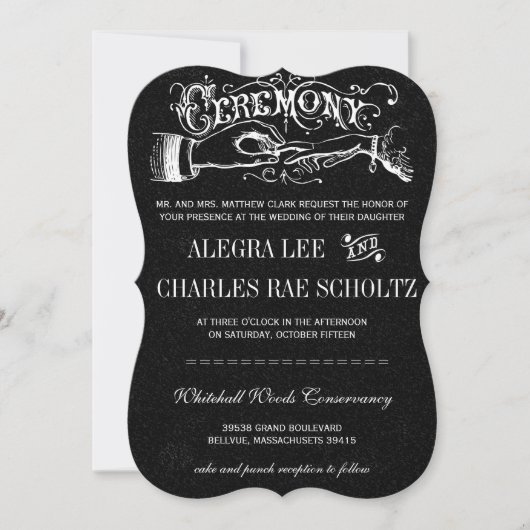Ceremony Typography Chalkboard Invitations Kaart (Voorkant)