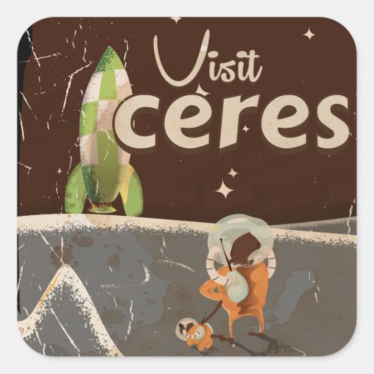 Ceres Dwergplaneet vintage reisposter Vierkante Sticker (Voorkant)