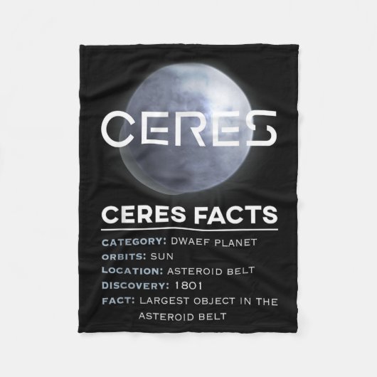 Ceres Feiten - Dwergplaneet Ruimte Astronomie Fleece Deken (Voorkant)