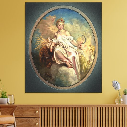 Ceres (zomer) van Antoine Watteau Canvas Afdruk (Insitu (Woonkamer))