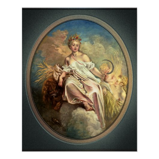 Ceres (zomer) van Antoine Watteau Perfect Poster (Voorkant)