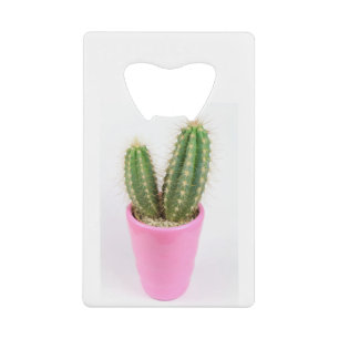 Cereus cactus in een roze pot creditkaart flessenopener