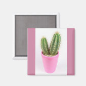 Cereus cactus in een roze pot magneet (Voorkant / Achterkant)