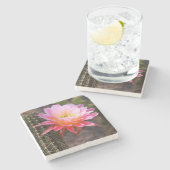 Cereus in roze cactus bloom stenen onderzetter (Zijkant)