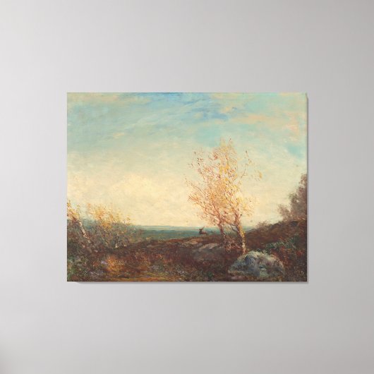 Cerf Dans La Forêt de Fontainebleau Félix Ziem Canvas Afdruk (Voorkant)