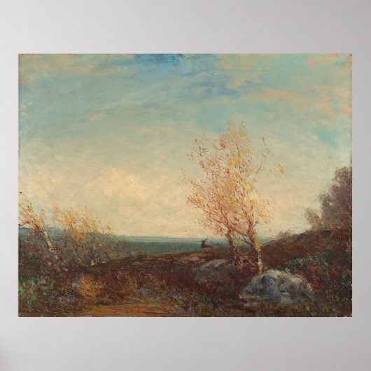 Cerf Dans La Forêt de Fontainebleau Félix Ziem Poster (Voorkant)