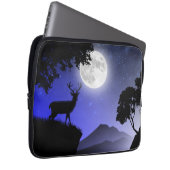 Cerf sous la lune bleu laptop sleeve (Voorkant Rechts)