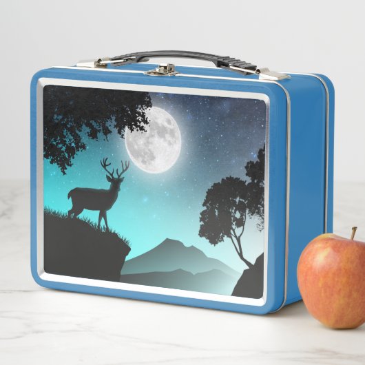 Cerf sous la lune turquoise (In situ)