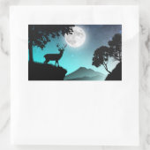Cerf sous la lune turquoise rechthoekige sticker (Tas)