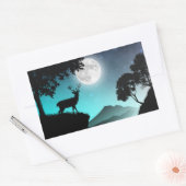 Cerf sous la lune turquoise rechthoekige sticker (Envelop)