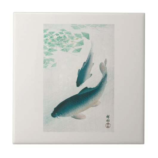 Ceric TEGEL : OHARA KOSON : CARP/KOI 1926 NAPKIN Tegeltje (Voorkant)