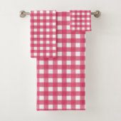 Cerise gingham bad handdoek (Insitu)