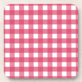 Cerise gingham bier onderzetter (Voorkant)