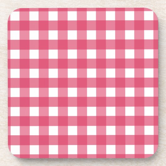 Cerise gingham bier onderzetter (Voorkant)