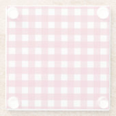 Cerise gingham glazen onderzetter (Achterkant)