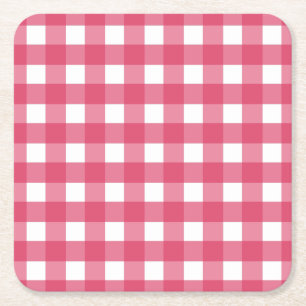 Cerise gingham kartonnen onderzetters